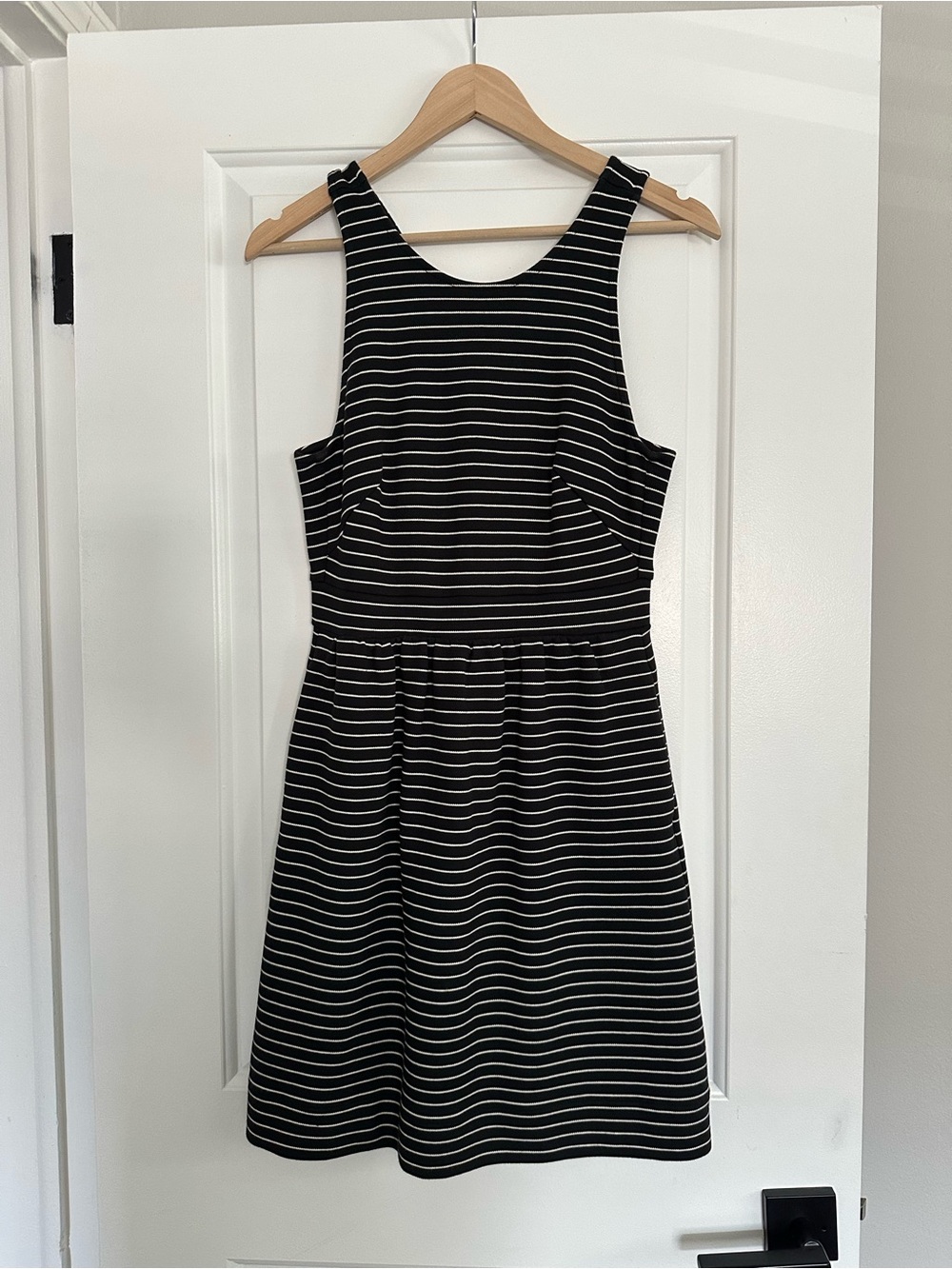 Madewell Pierside Black and White Striped A-Line Dress, Size Small